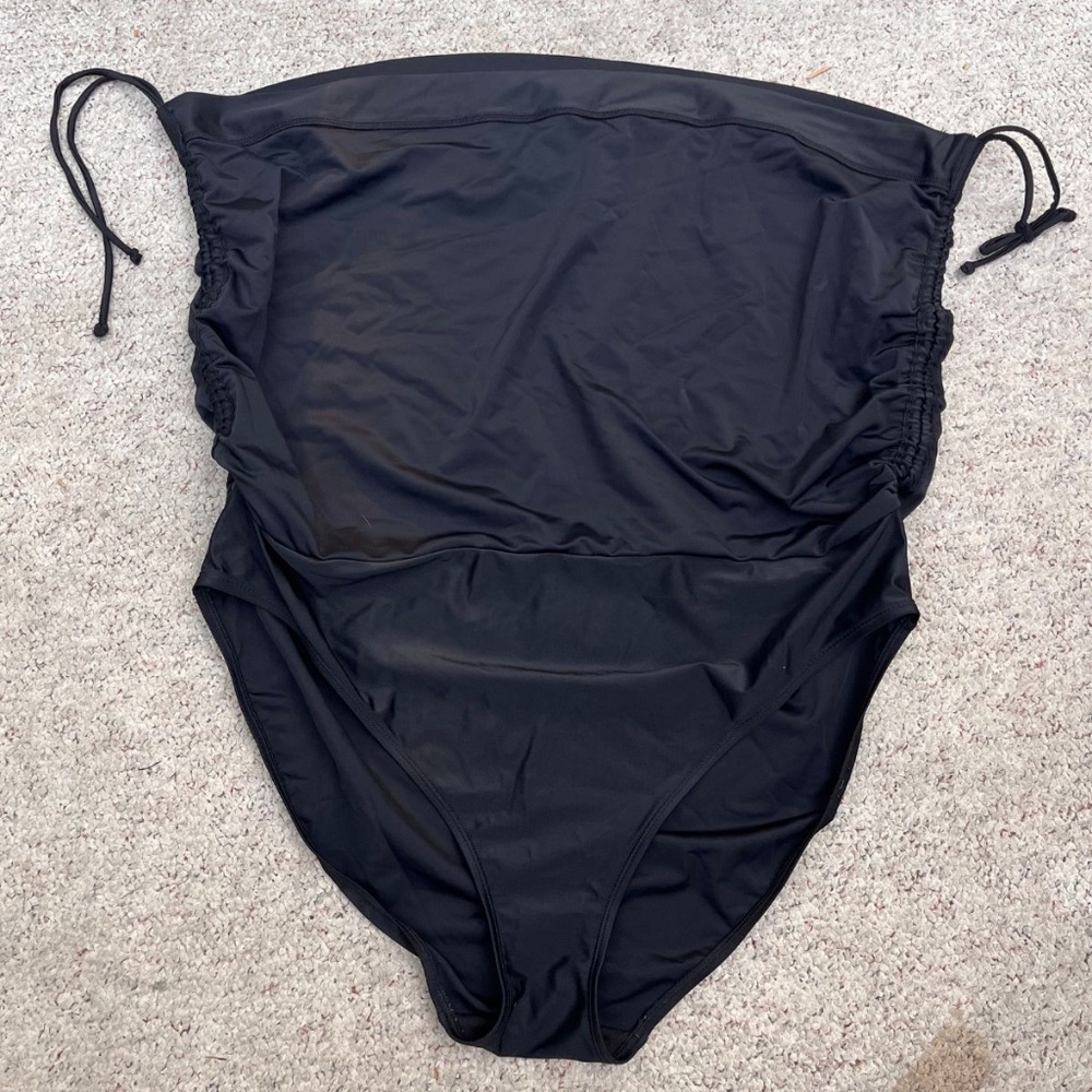 Panache Black Strapless One Piece Swimsuit with Ruched Sides & Baggy Top 2XL